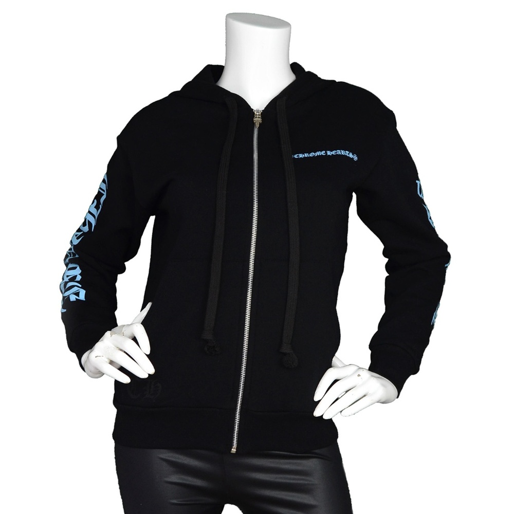 Chrome Hearts Black Zip Up Logo Hoodie Sz XS